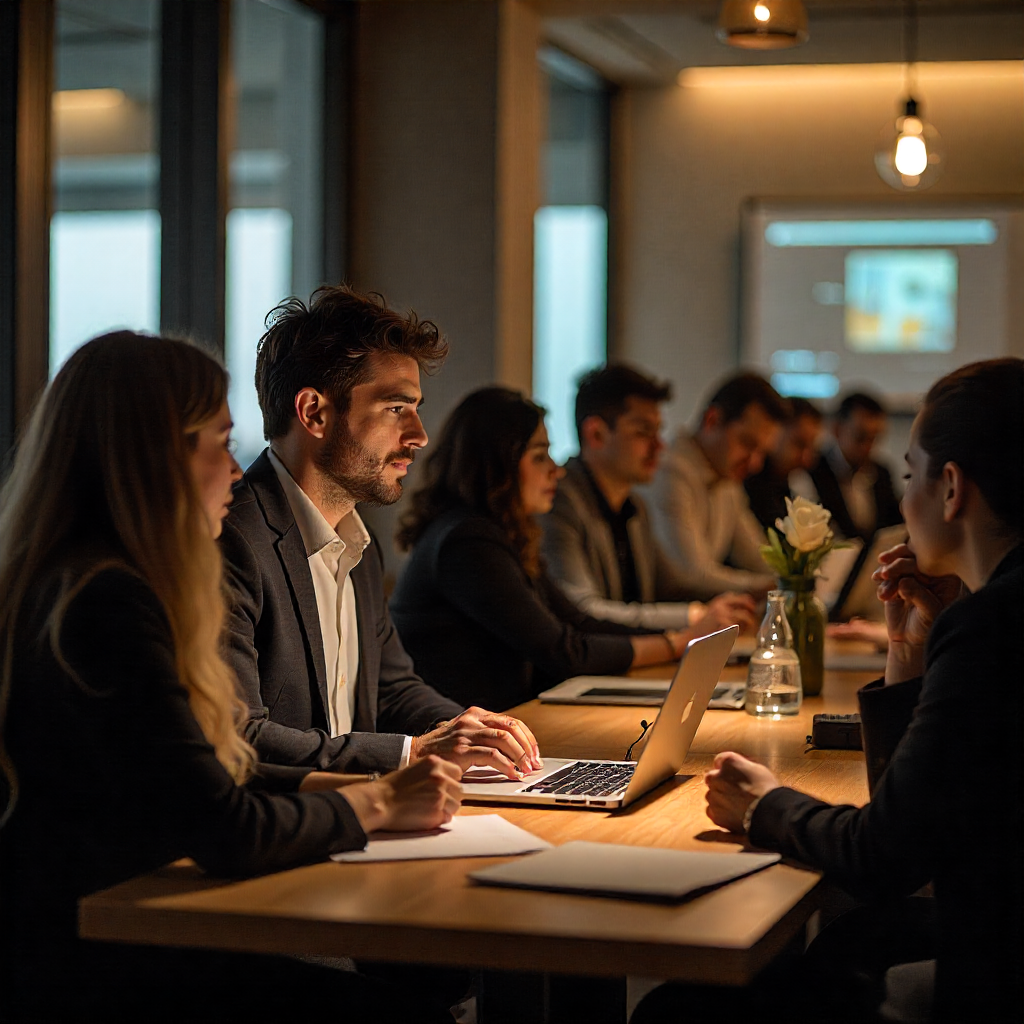 Profesional colombiano implementando estrategias de productividad en oficina moderna